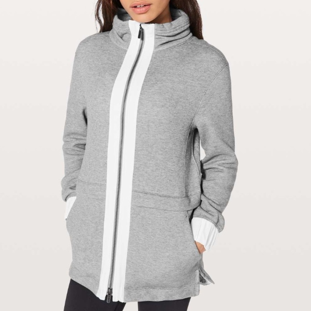Lululemon Light as Warmth heather grey zip up jacket size 8